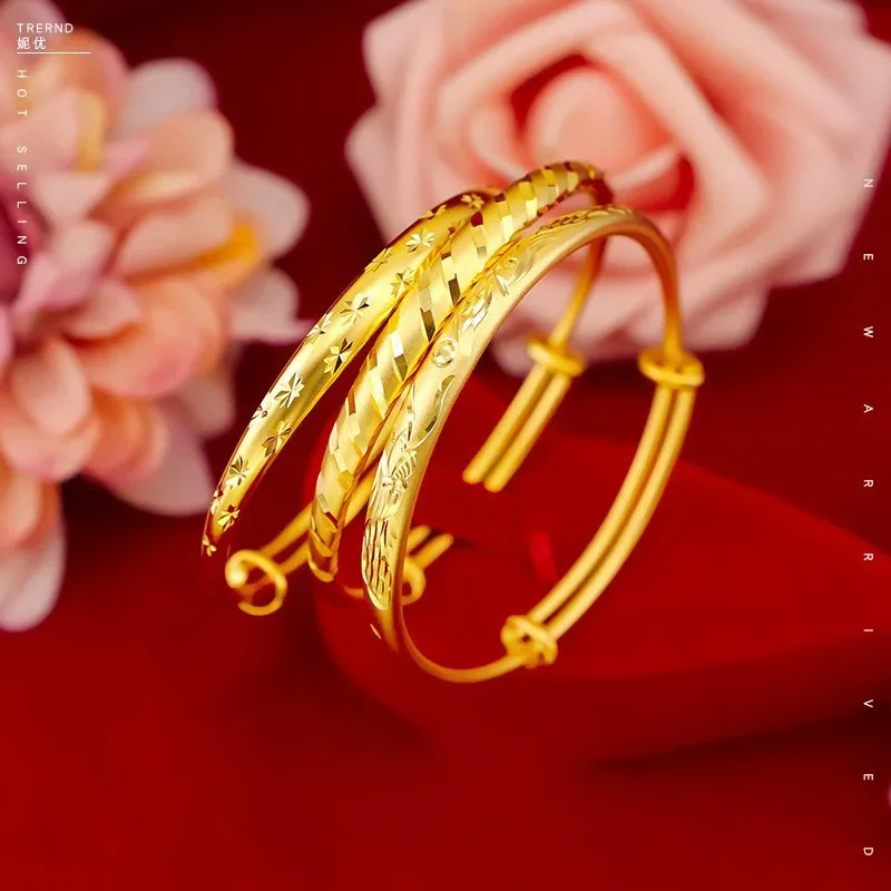 Briex Jewelry 9999 gold women's push and pull bracelet 24K gold star bracelet AU750 fashion meteor shower dragon and phoenix bra