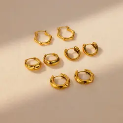 Stainless Steel Earrings For Women Small Gold Color Round Circle Hoop Earrings Ear Piercing Jewelry Wedding pendientes mujer