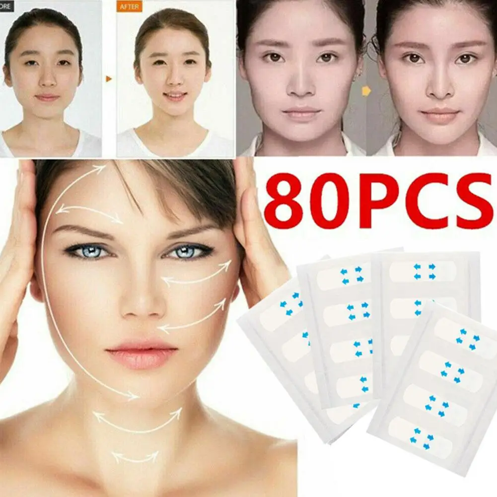 40/60/80Pcs V-Shape Face Lift Tape Invisible Face Lifter Lift Sticker Tools Makeup Breathable Lift Instant Tape W3Z5