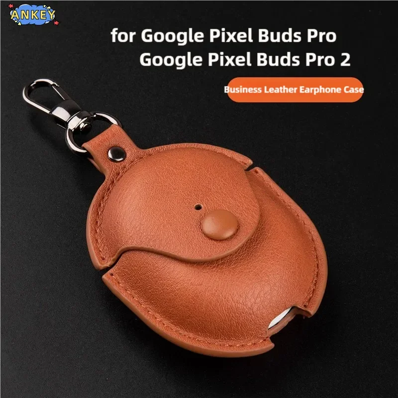 for Google Pixel Buds Pro 2 Case PU Leather Cover Earbuds Bluetooth Cover Storage Bag Accessories Box Protective Skin with Hoo