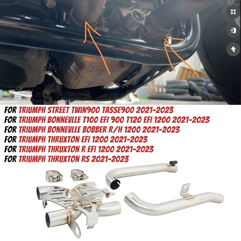 

For Triumph Street Speed Twin 900 Bonneville Bobber Thruxton R Speedmaster T100 T120 1200 Motorcycle Exhaust Middle Link Pipe