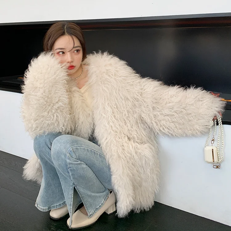 

Furry Faux Fur Coat Women Warm Long Sleeve Outerwear Pocket Autumn Winter Loose Fluffy Shaggy Coat Jacket Solid Overcoat Q48