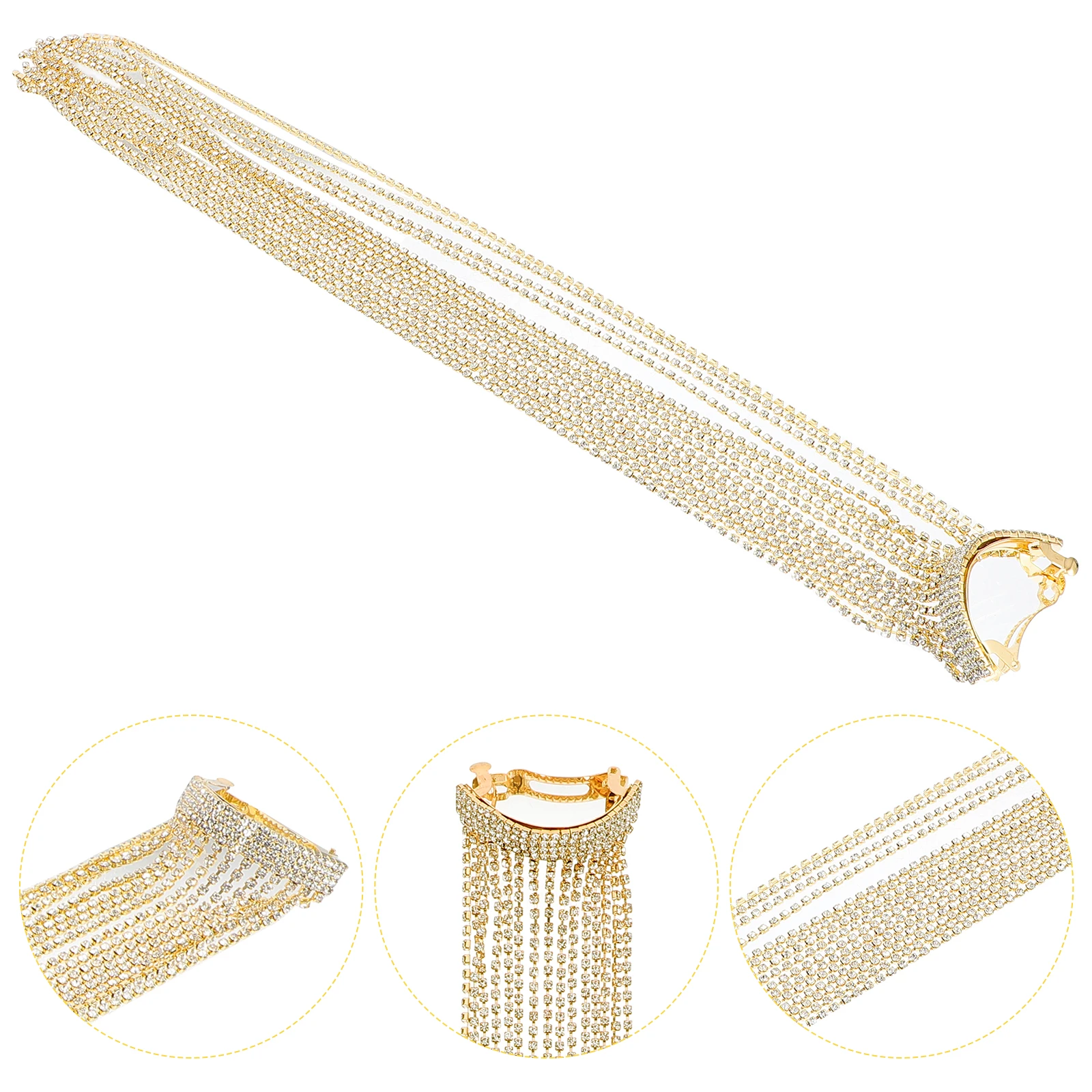 

Tassel Hair Clips for Women Rhinestone Styling Clamps Decorative Barrettes Golden Snap Miss Hair Accessories Fixing Female