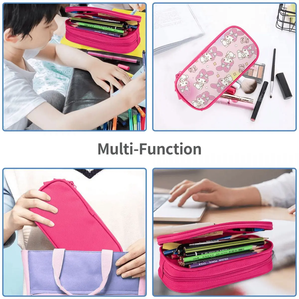 Cute My Melody Pen Box Double Layer Large Capacity For School Pencilcase Suprise Gift