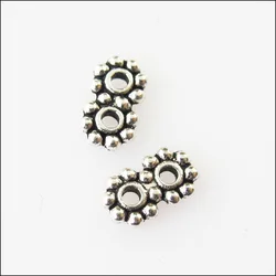 200Pcs Antiqued Silver Color 2Holes Spacer Beads Bars Charms Connectors 4x7mm