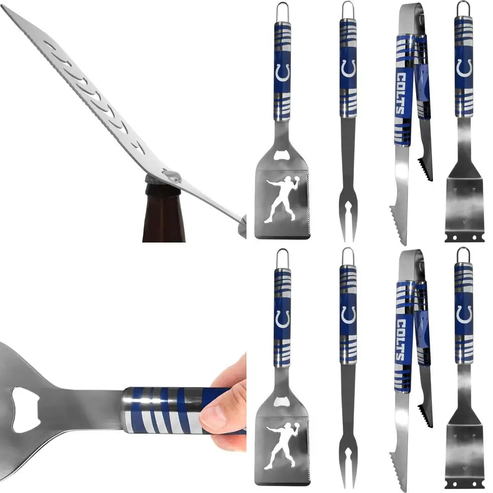 مجموعة أدوات شواء فولاذية مكونة من 4 قطع لمحبي إنديانابوليس كولتس، ملونة للفريق، مقاس واحد #1