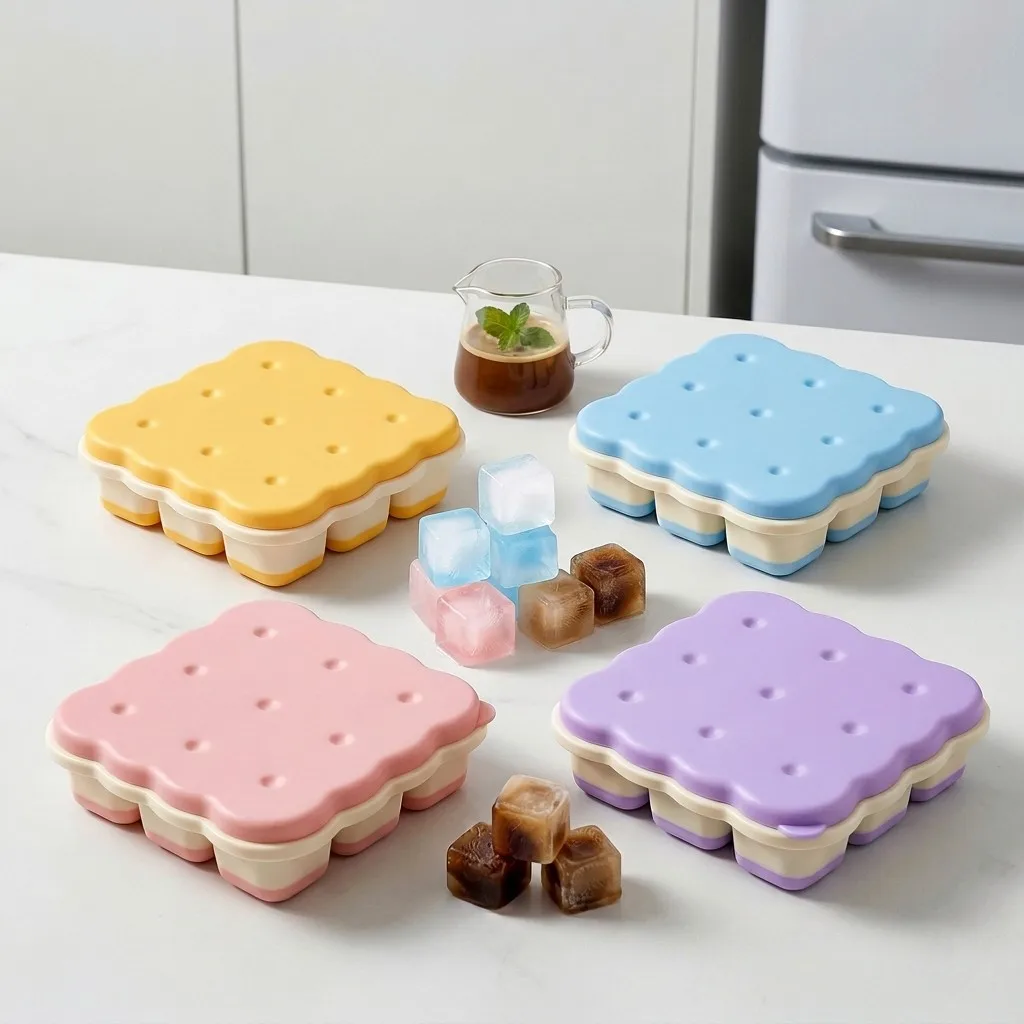 

1/2/4pcs Mini Square Ice Cube Mold Easy-Release Plastic Ice Cube Tray Freezer Ice Cube Maker For Whisky&Drinks 9 Grids Ice Mould