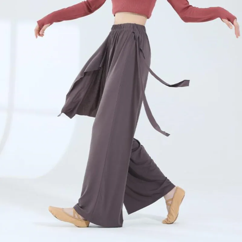 Dancing Pants Flowy Skirt Lyrical Culotte Modern Dancer Palazzo Women Body Rhyme Long Trouser Practice Clothes Thin Wide Leg