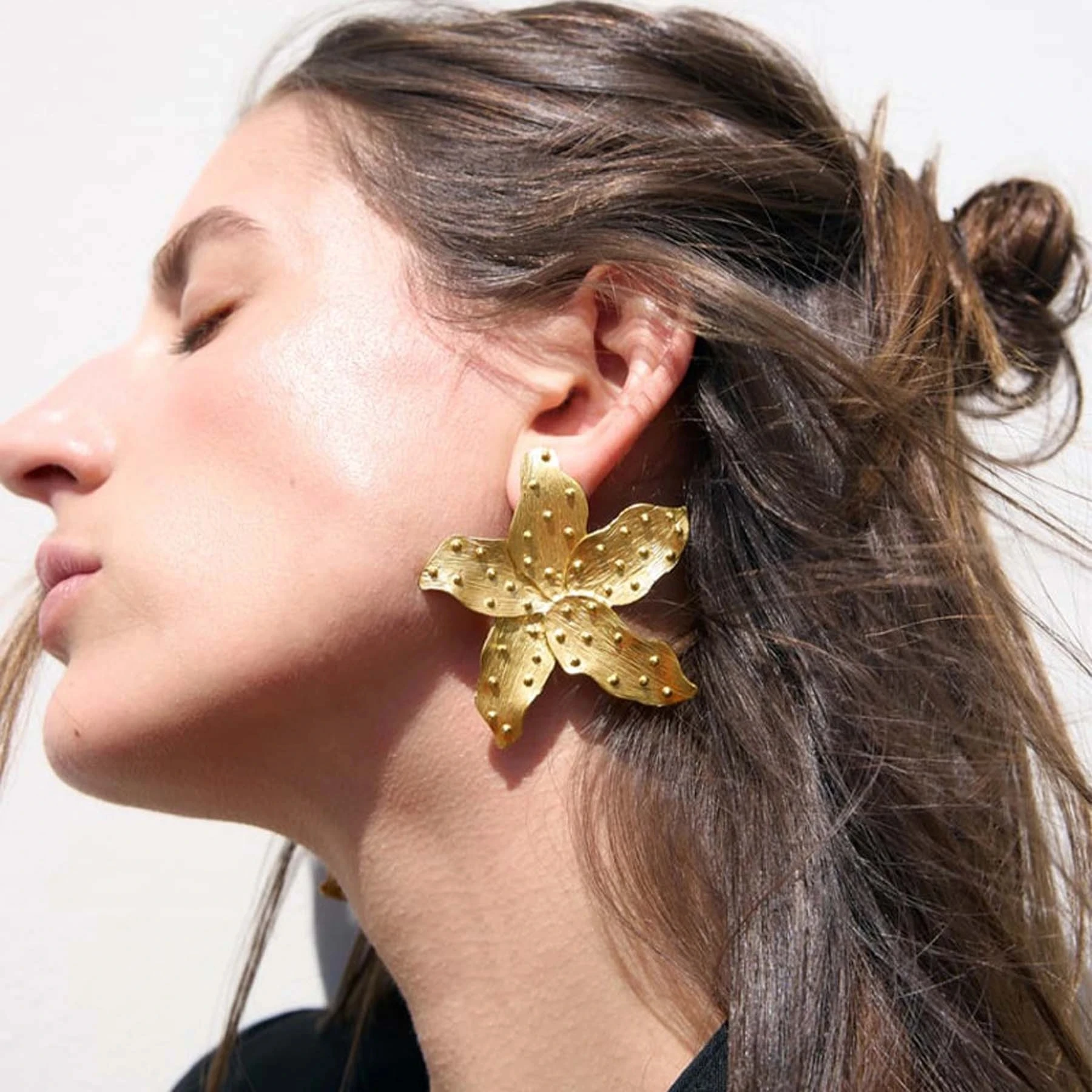 Bohojewelry Vintage Flower Dropped Earrings for Women Stainless Steel Earrings Personalized Wedding Jewelry Gifts