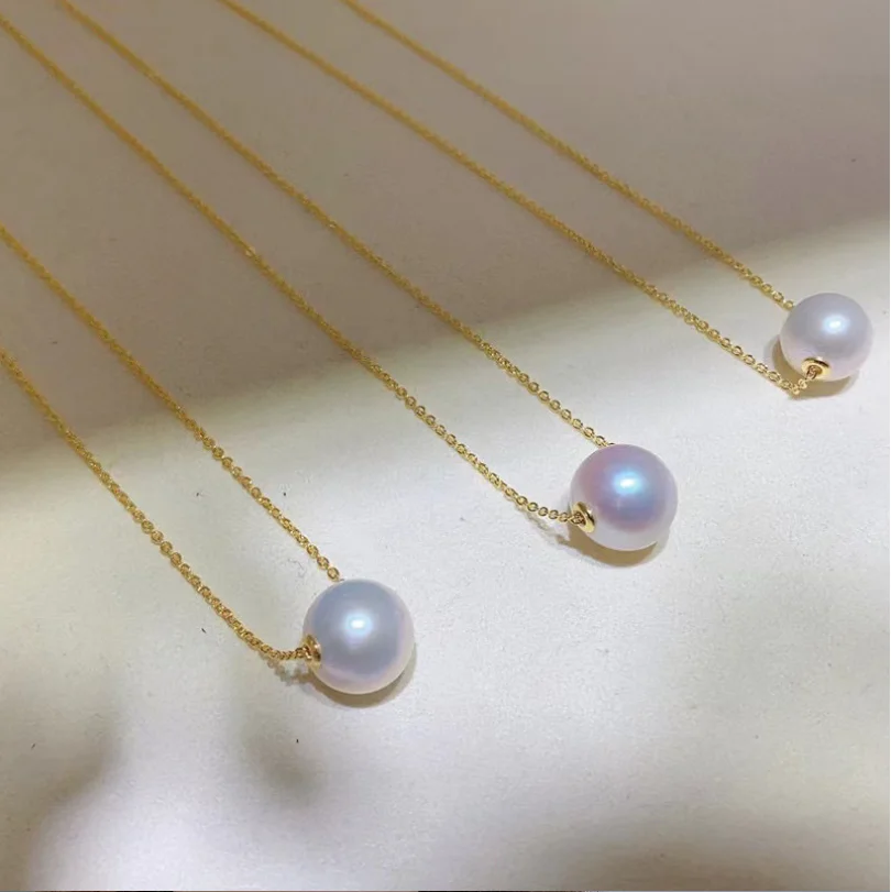 Japan Akoya White AAAA 9-10mm 11-12mm 12-13mm 7-8mm 8-9mm 13-14mm 10-11mm Natural Round Pearl Roadway 925s Necklace Pendant