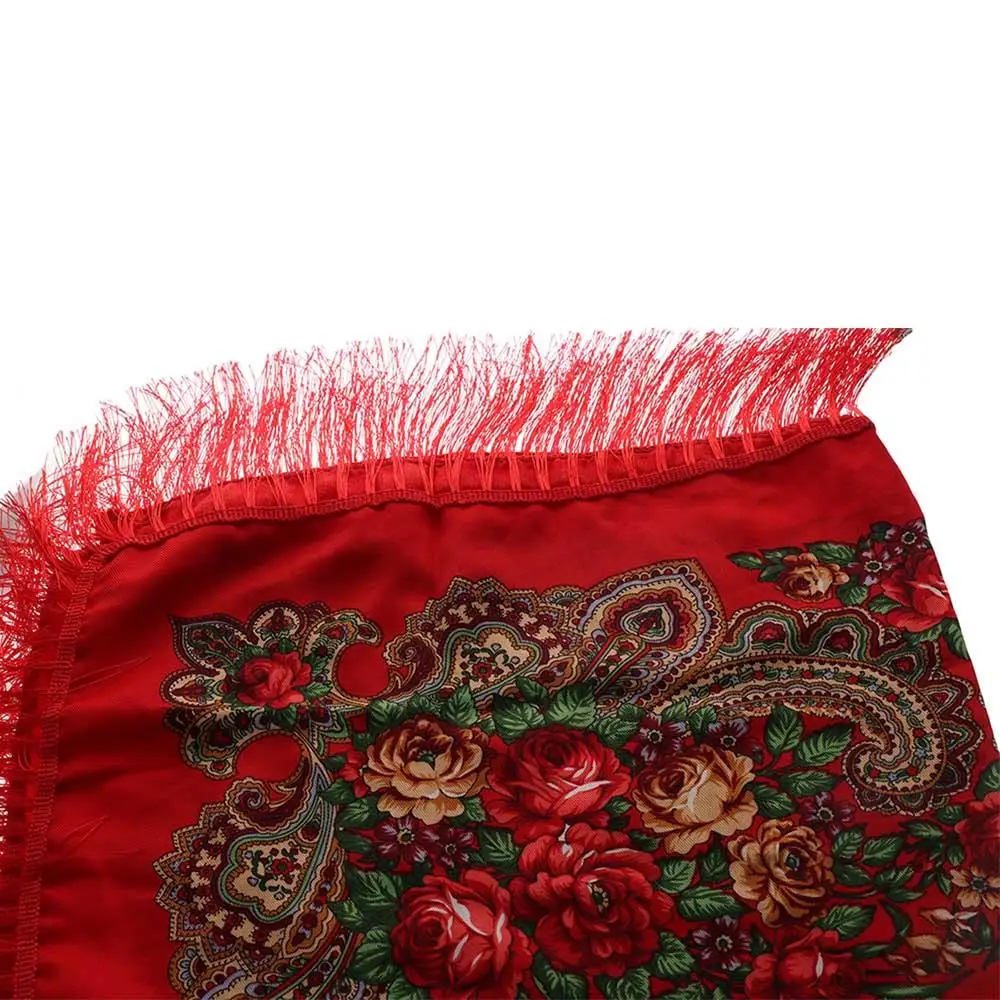 Modny szal w stylu vintage z pashminy, z nadrukiem, w rosyjskim stylu, duży rozmiar, z frędzlami, chusta, szal, kwadratowy szal
