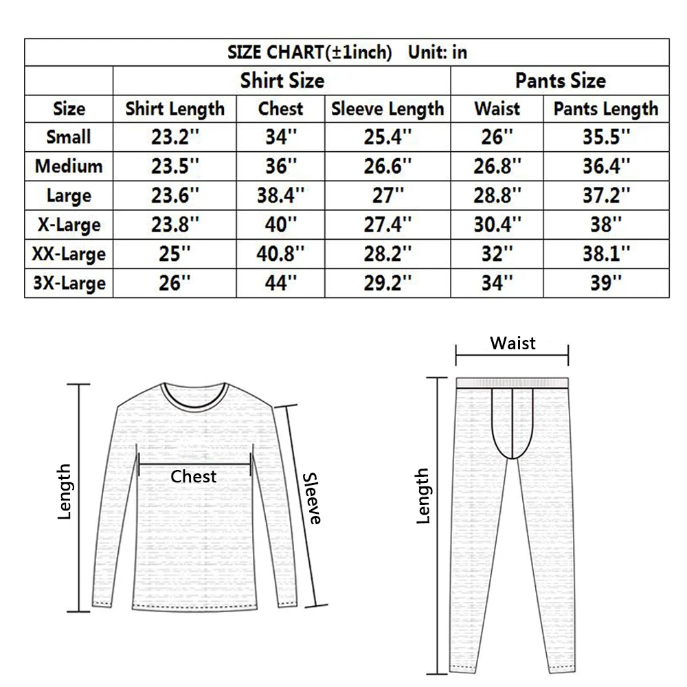 Winter Men Thermal Underwear Set Motorcycle Jacket Skiing Suit Warm Fleece-lined Warm Panels Long Johns Top & Bottom Set Black