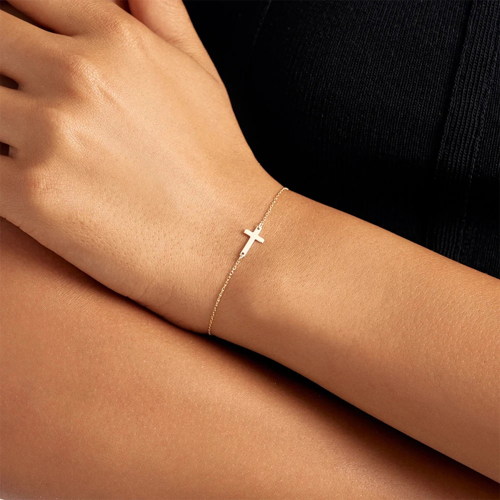 CANNER Ins Cross 925 Sterling Silver Bransoletka dla kobiet Cienki łańcuszek Ślub Impreza Luksusowy łańcuszek Drobna biżuteria Mama Prezent Inicjał