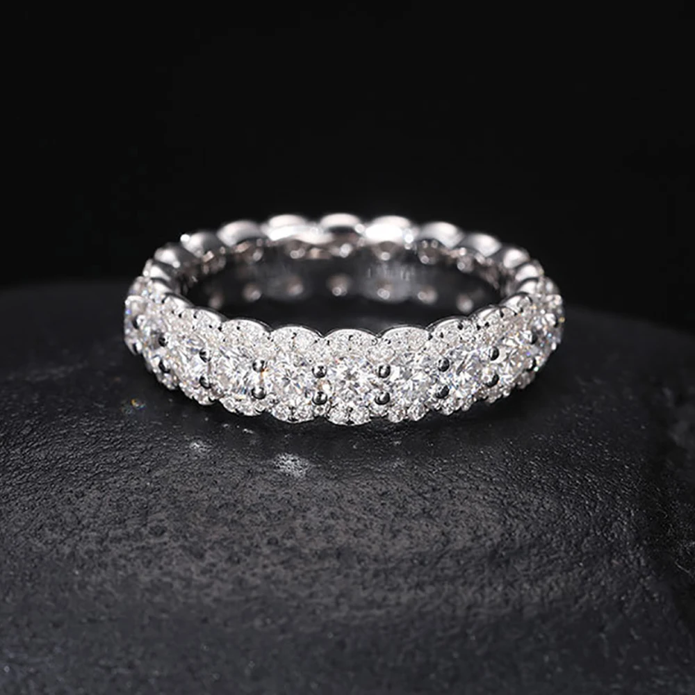 Serenity 3mm All Moissanite Rings For Women Girl Gift S925 Sterling Silver Sparkling Lab Diamond Wedding Rings Jewelry Wholesale