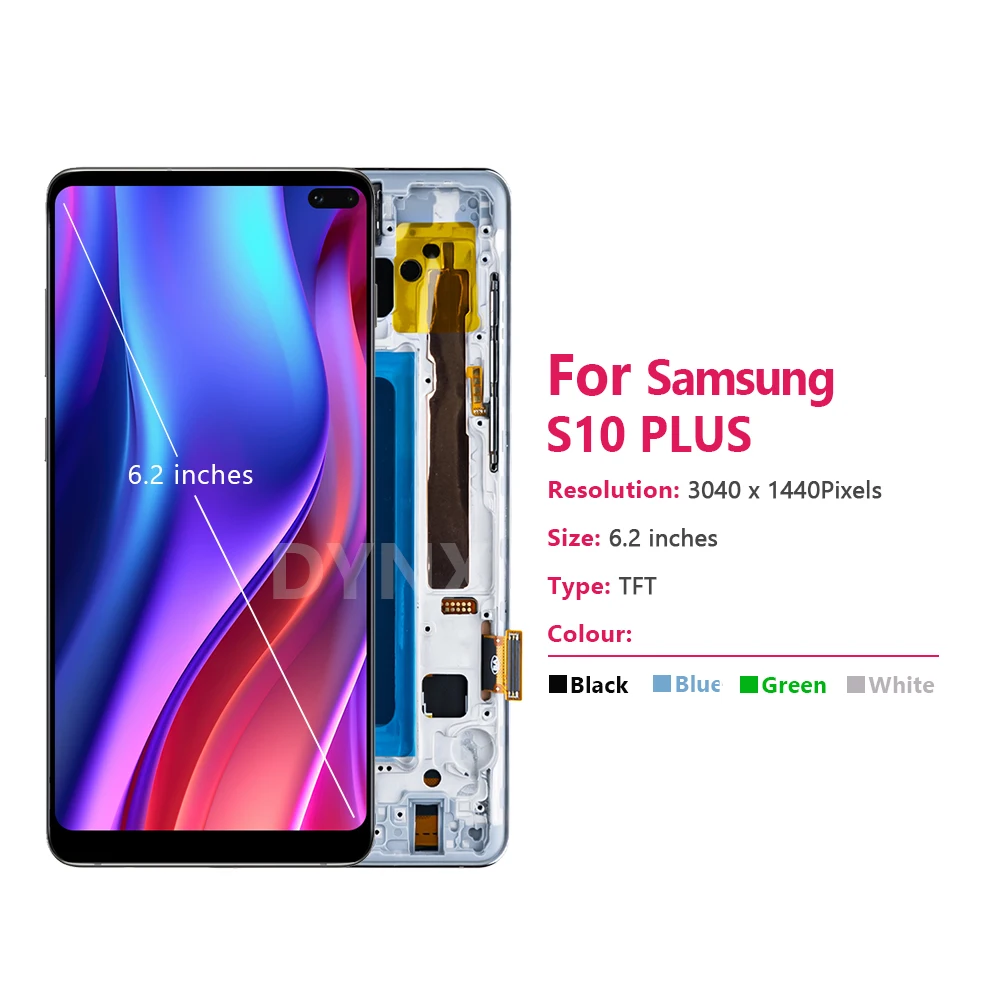 TFT S10+ Screen Replacement For Samsung Galaxy S10 Plus G975F Lcd Display Digital Touch Screen with Frame For Samsung S10 G973F