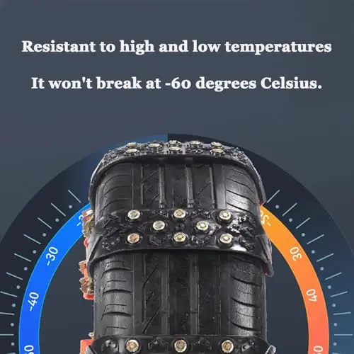 

8-Piece Heavy-Duty Snow Tire Chains For Winter Traction On Ice, Snow, Mud And Mountain Terrain – Fast 1-Minute Fit With Tool Kit