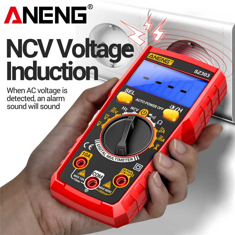 ANENG Smart Digital Multimeter Screen Backlight AC/DC Voltage 1999 Counts SZ306+VD802 Voltage Detector Pen Electrician Kit Tools