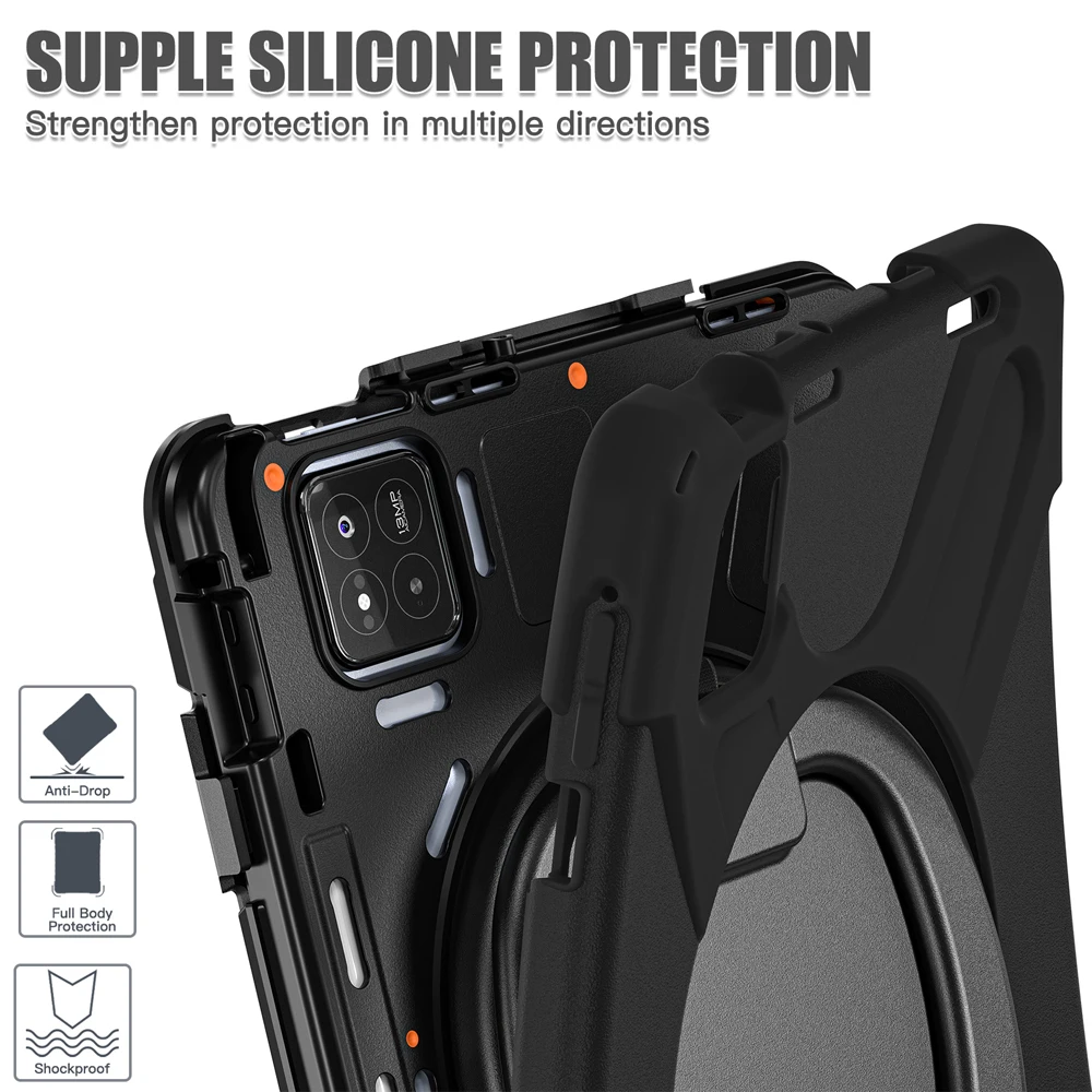 Étuis portables antichoc pour tablette Xiaomi Pad7 Pad8 Mi Pad 8/7 Pro 8Pro/7pro, housse en Silicone avec support rotatif, 11.2 pouces