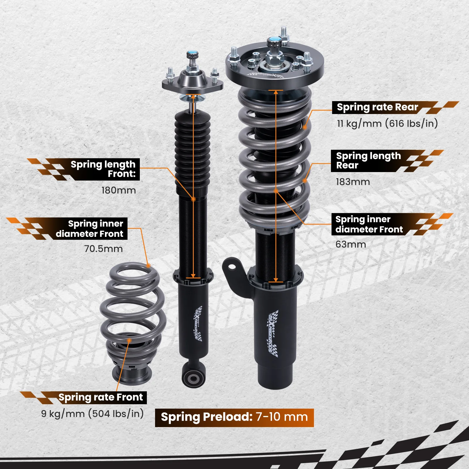 T7 24 Way Adjustable Damper Coilovers Kit For BMW E46 Sedan RWD 99-05 Coilovers Suspension Shocks Springs