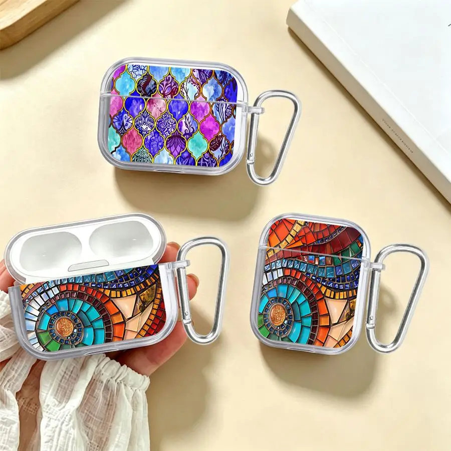 Case For Airpods 5 3 Pro3 1 Pro2 4 2 Pro Clear Earphone Cases Cover Stain_ed Geometric Marble