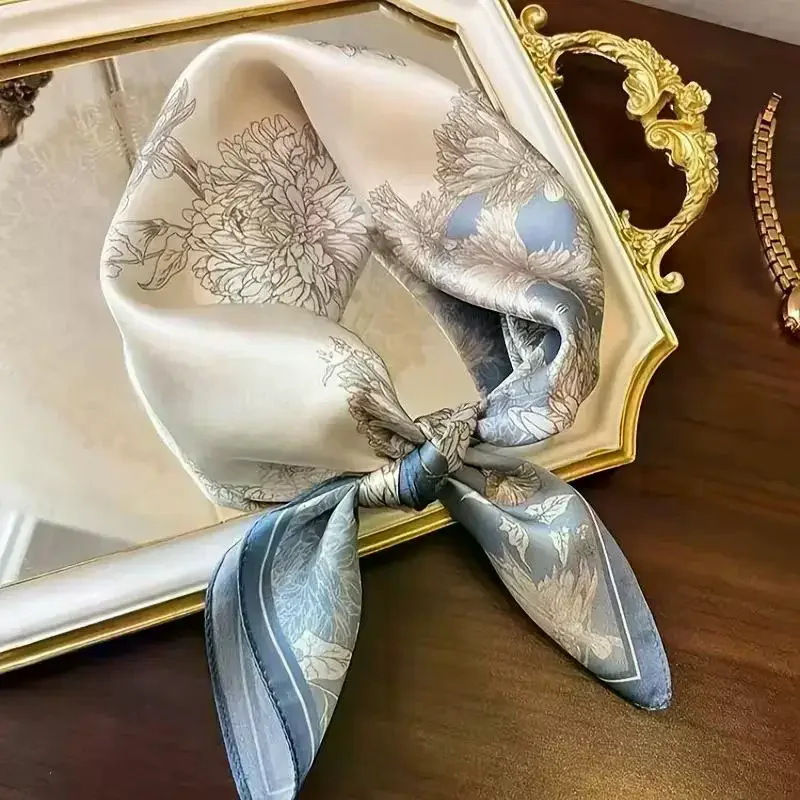 

Шарф женский 70*70 см, леопардовый, зелено-коричневый, из имитации шелка, свежий, элегантный, универсальный, для головы, одежды, сумок, квадратный платок, подарок