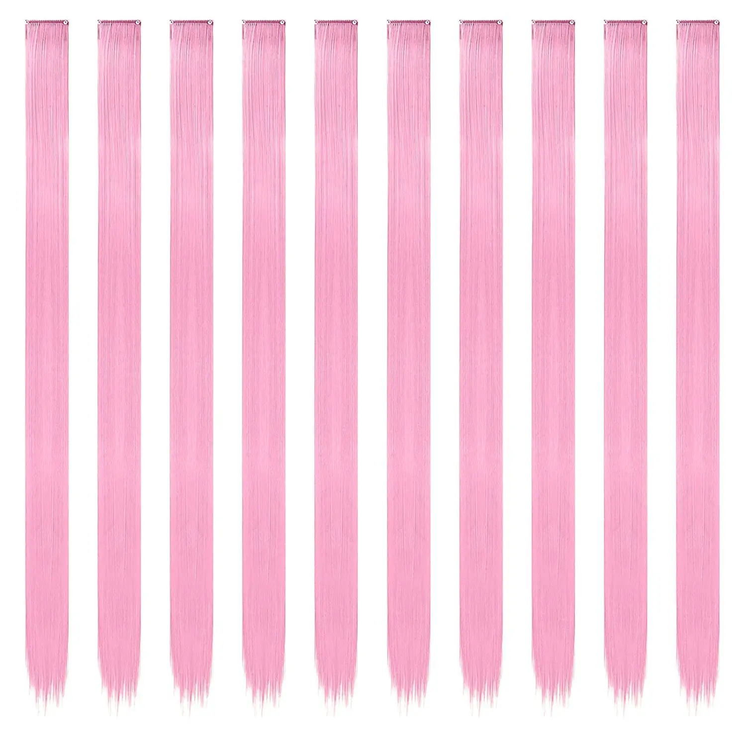 Clip per estensioni dei capelli da 22 pollici, 6/12 pezzi Estensioni dei capelli rosa Estensioni dei capelli colorati Punti salienti del partito Capelli sintetici lunghi