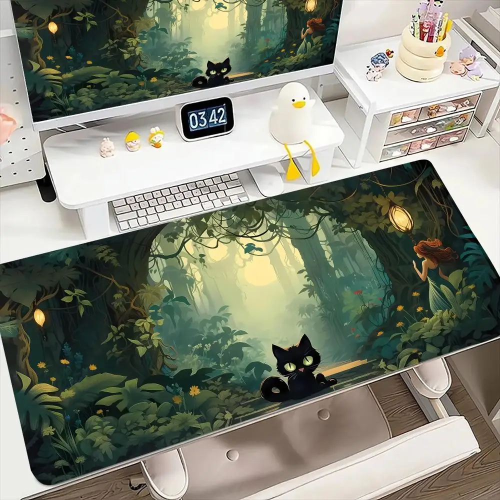 

Милый японский коврик для мыши с котом, большой геймерский коврик для мыши, настольный коврик, аксессуары для компьютерных игр, художественный ковер 900x400, игровые коврики, аниме, офисный коврик