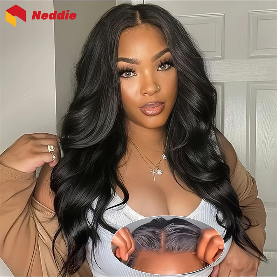 5x5 Closure Brazilian Glueless Black Color Body Wave Wigs 200 Density 100% Human Hair Hd Lace Frontal Wig Ready to Wear on Sale