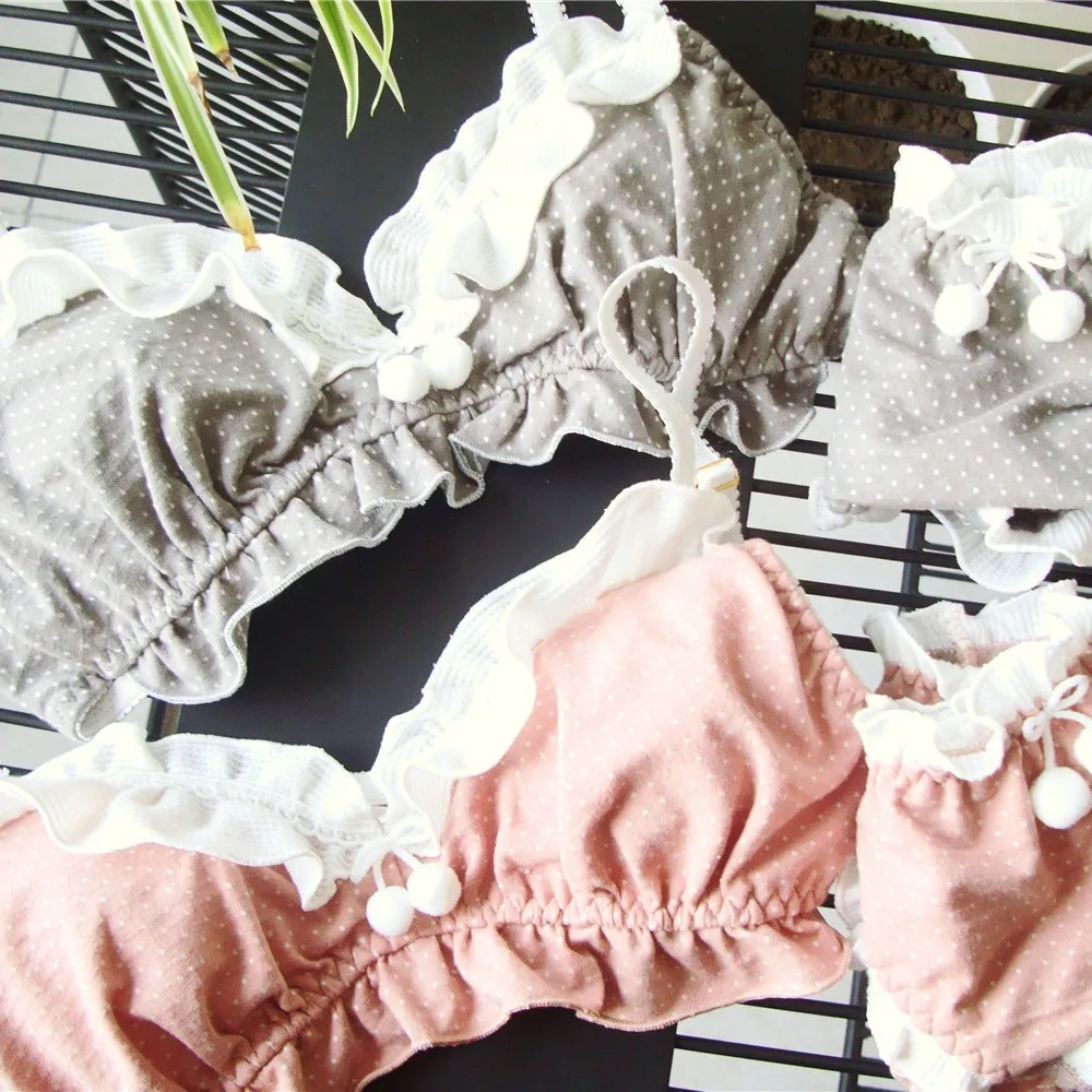 

Breathable Cotton Bra Set with Steel Ring for Women Sleepwear Autumn Winter New 2020 Underwear Ensemble Crystal Yang