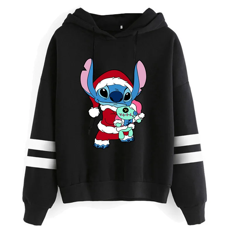 Aesthetic Funny Y2k Christmas Sweatshirt Lilo Stitch Disney Cartoon Hoodies Women Cute Stitch Anime Manga Hoody Female Clothes