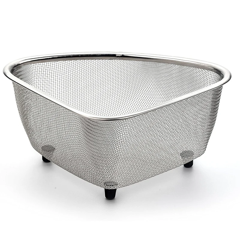 1 Piece Stainless Steel Sink Strainer Basket for Sink Colander In-Sink Mesh Colander Strainer Basket Triangle Sink Drainer YY133