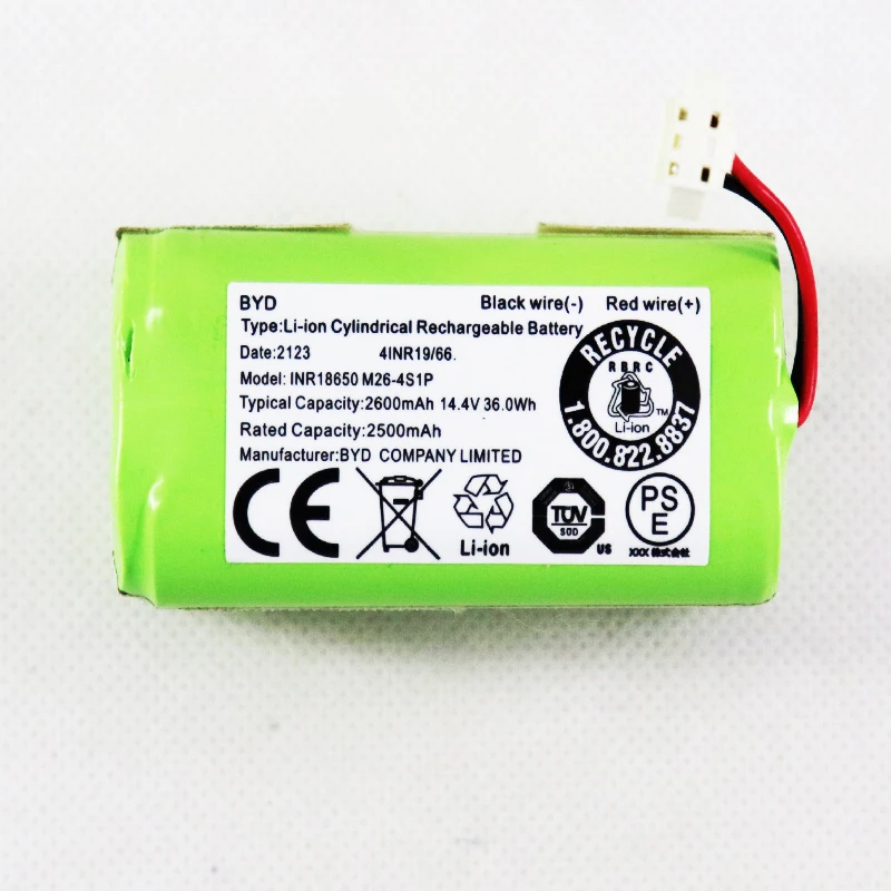 

14.4V 36.0Wh INR18650 M26-4S1P BYD Lithium Battery For ECOVACS CEN360 CEN361 DN620 DN621 DH35 DH43 DH45 Sweeping Robot Battery