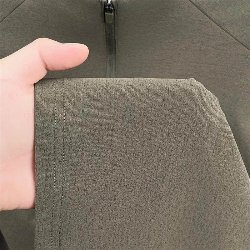 Neues Einfarbiges Herren-T-Shirt mit Stehkragen und Aufdruck, Herbst-Trend, Halber Reißverschluss, Langarm-Oberteil, Lässige Vielseitige Herrenbekleidung – Detail 7