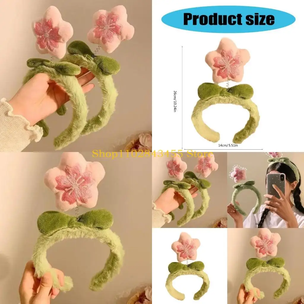 

49MC Embroidered Flower Hairbands for Photo Studio Halloween Eye-catching Props for Halloween Festive Party Daily Wear
