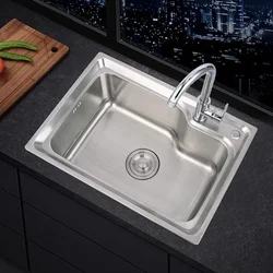 Durable Thickened 304 Stainless Steel Kitchen Sink  Single Large Basin Sink Set Offering Long-lasting and Functional Use