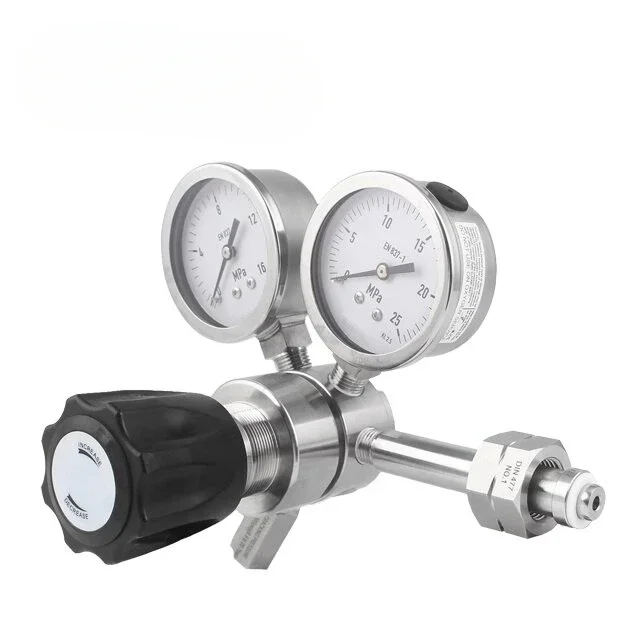 Dual-stage Cylinder Pressure Regulators Reducing  for Fluid Gas O2 CO2 N2 System All Brass