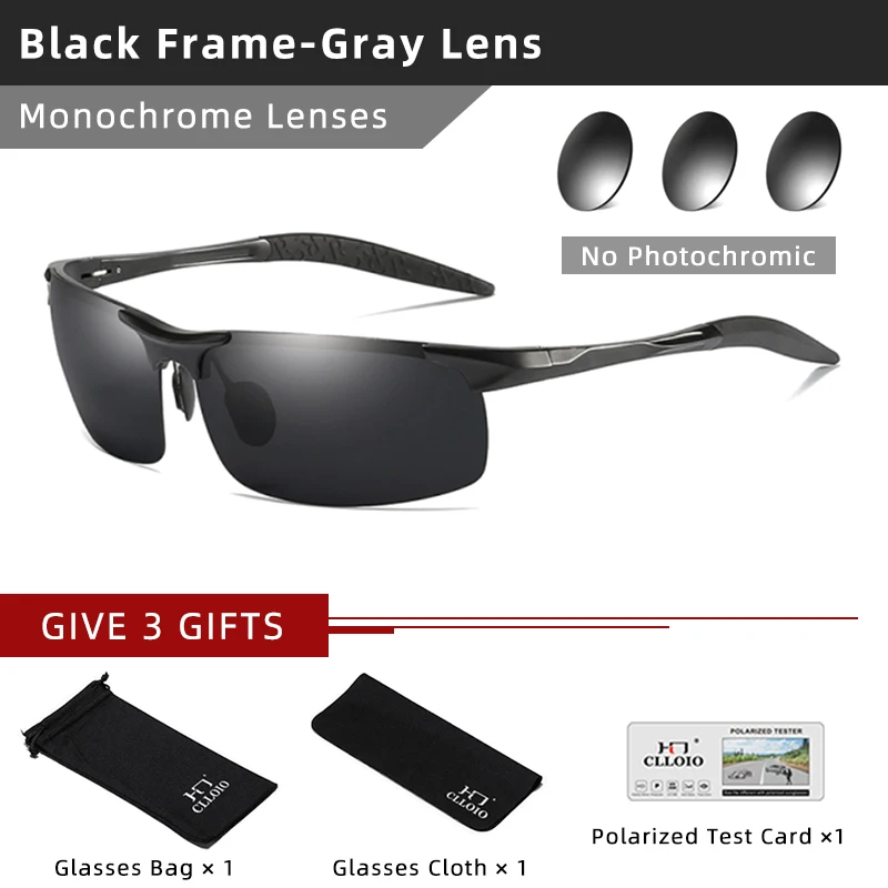 CLLOIO Aluminium Photochrome Sonnenbrille Männer Polarisierte Tag Nacht Fahren Chameleon Gläser Anti-Glare Ändern Farbe Sonnenbrille UV 7