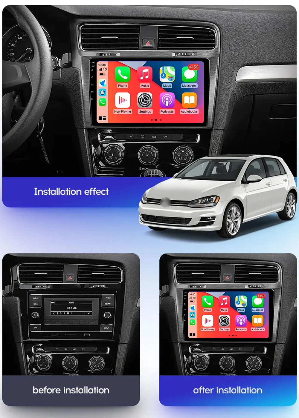 For Volkswagen VW Golf 7 MK7 GTI 2012-2020 Car Radio Carplay Multimedia Android 14 Auto Navi GPS Stereo New Video Player WIFI+4G