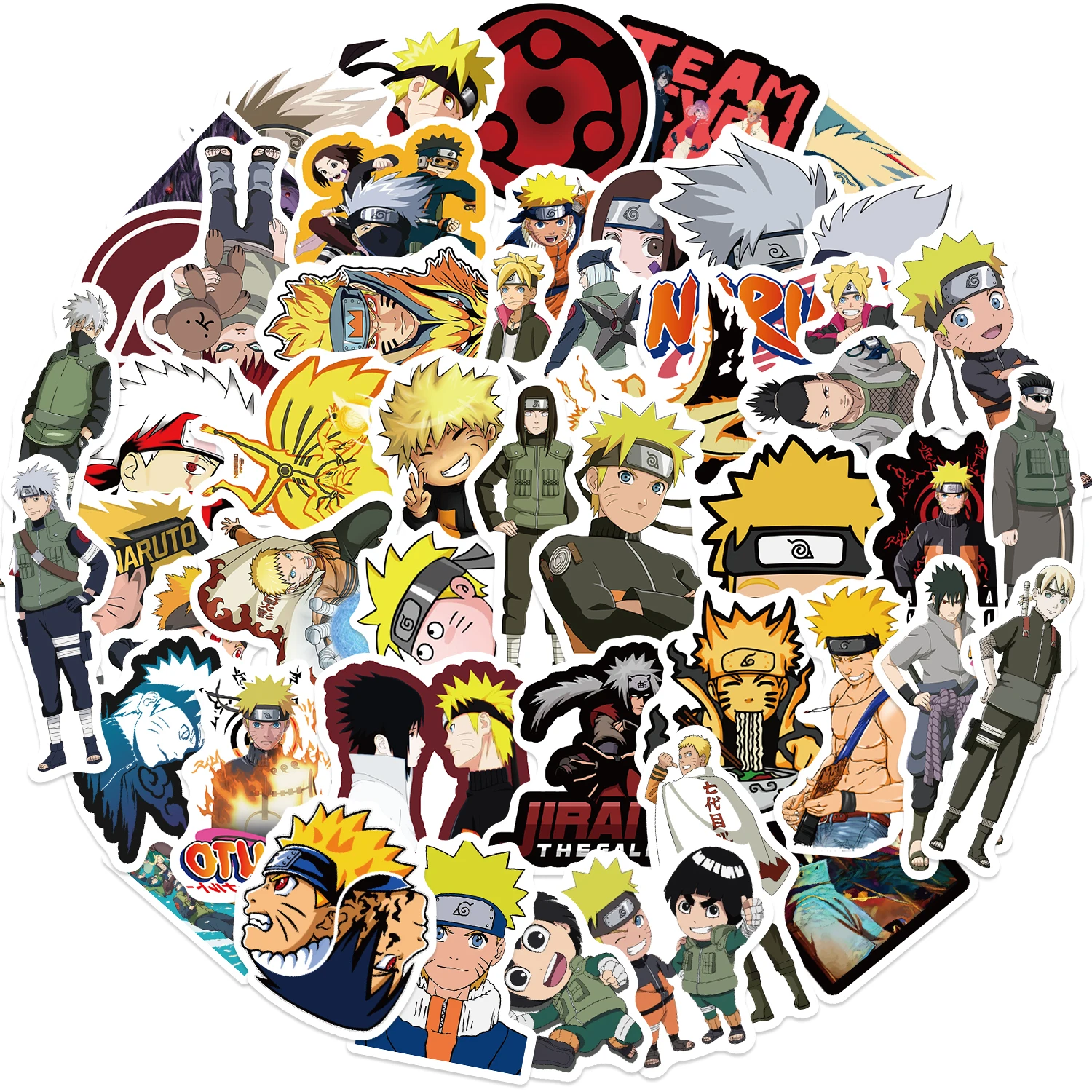 Naruto anime adesivos, 50pcs, naruto, uzumaki, desenhos animados, laptop, telefone, guitarra, skate, decoração, grafite, decalque, presente para crianças