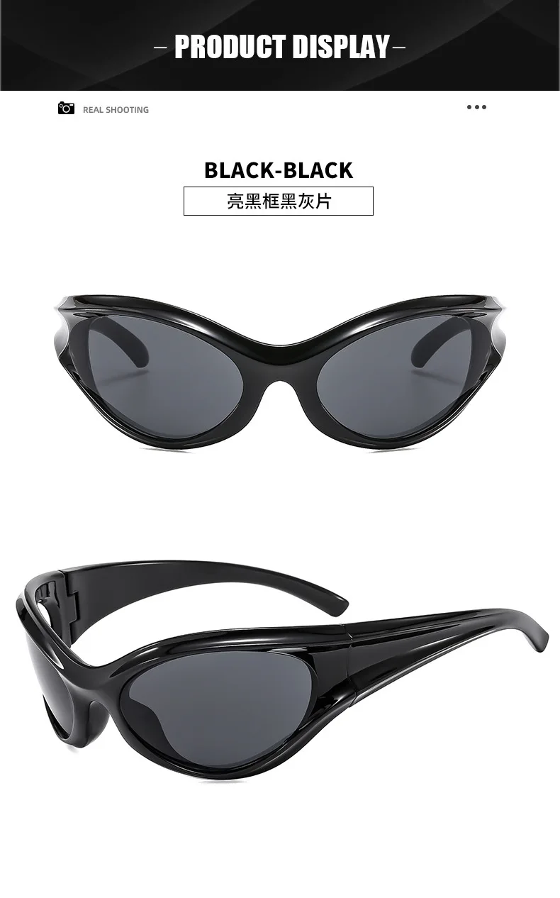 Mode Rechteck Sonnenbrille Frauen Männer 2024 Luxusmarke Design rechteckige Sonnenbrille für männliche Punk y2k Sonnenbrille gewellte Tempel – Detail 6