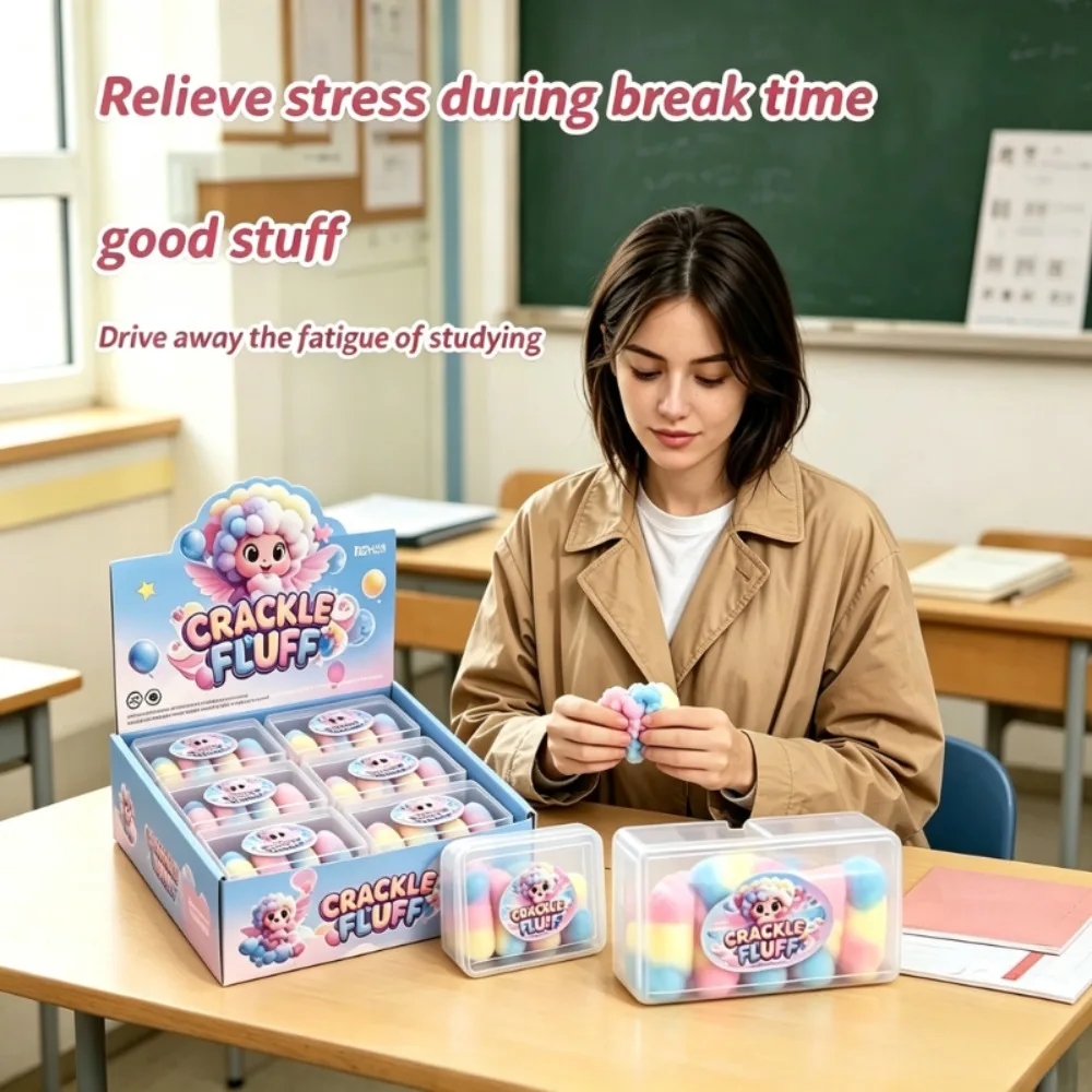 Crackle Fluff Rainbow Candy Squishy BlindBox Fidget Toy ASMR Crispy Shell Squeeze Toy Stress Relief Sensory Toy for Teens Adults