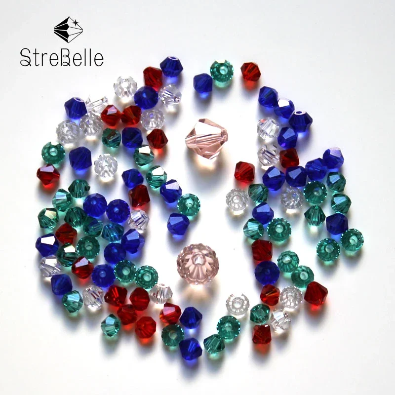 StreBelle 100ชิ้น/ถุงเกรด AAA 3มม.ลูกปัดแก้วคริสตัล Bicone ลูกปัดสำหรับเครื่องประดับ DIY แก้ว Facet ลูกปัด Spacer