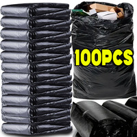 5/50pcs Black Oversized Garbage Bags Household Kitchens Factories Street Outdoor Collecting Fallen Leaves Disposable Garbage Bag