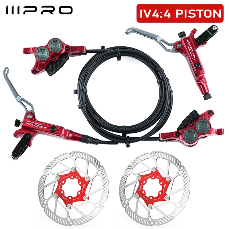 IIIPRO IV4 Fiets Hydraulische Remmen Set 4 Zuiger Fiets Hydraulische Schijfrem Set 160mm Road MTB Oliedruk Remschijf - afbeelding 1