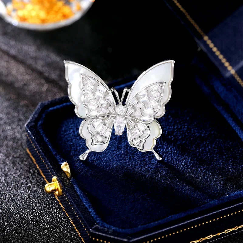 2025Роскошные и элитные корсажи для одежды, броши-бабочки из натурального перламутра на осень и зиму