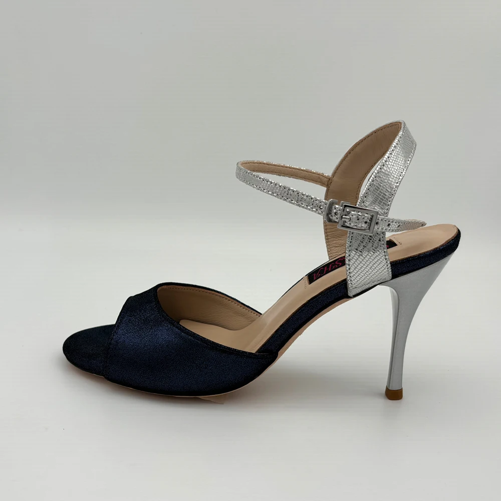 Two Tone Colors  Leather Argentina Tango Shoes Leather Hard Sole 7.5cm 9cm Heel Party Shoes Shipping Free   Flamico Shoes