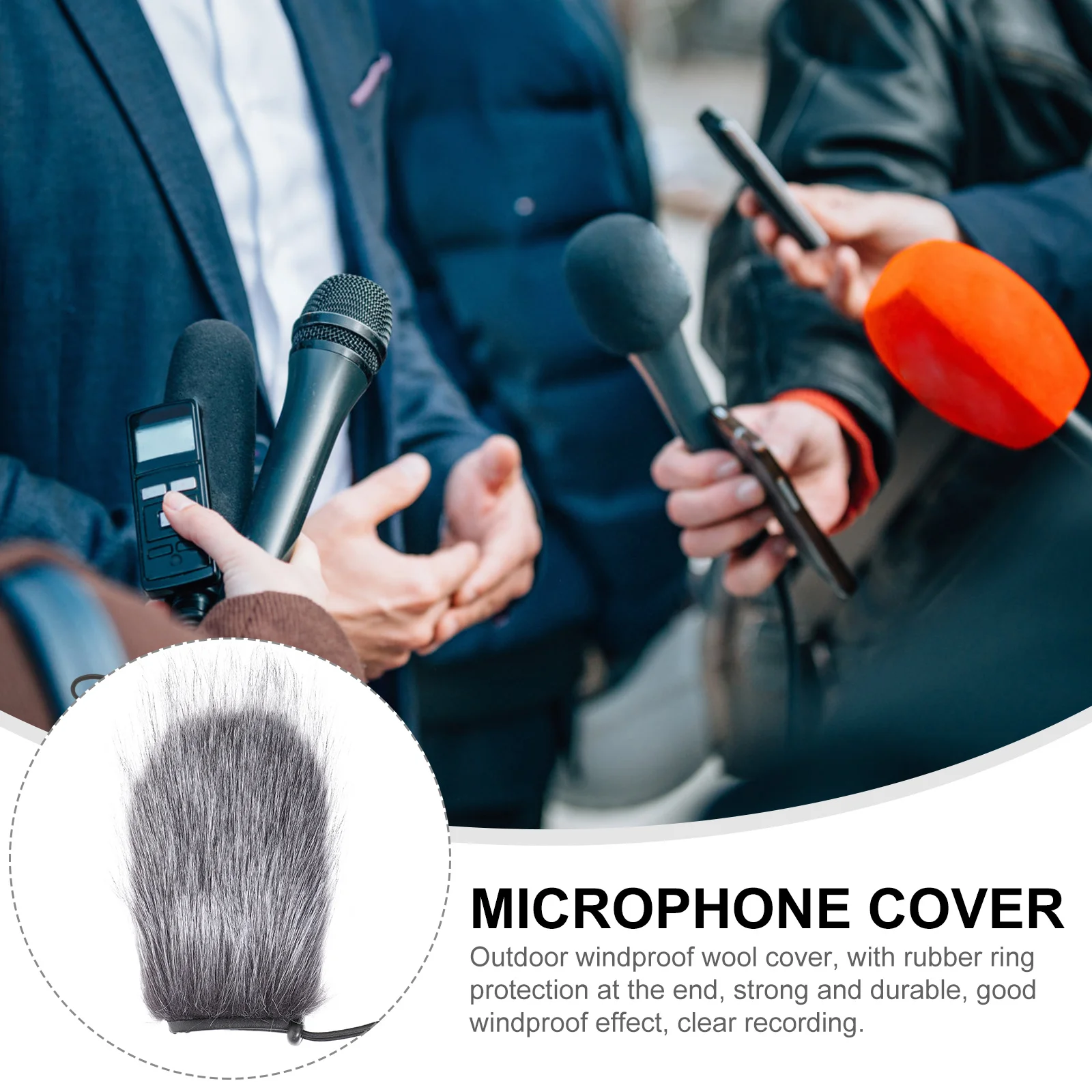 

12Cm Windproof Faux Microphone Cover Outdoor Recording Mic Windscreen Muff Reusable Washable Acoustic Transparent Furry