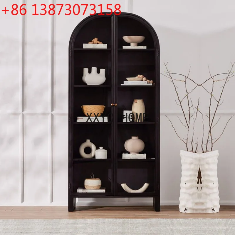 

Американский простой книжный шкаф из цельного дерева для гостиной, светлый роскошный современный витрина, арочный шкафчик, настенный декоративный шкаф