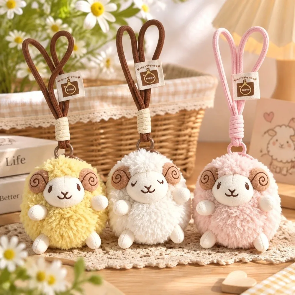 Schlüsselanhänger Weicher Flauschiger Plüsch-Schaf-Schlüsselanhänger Mini-Hängeanhänger Neujahrs-Schaf-Puppe Dekoration Lamm-Ornamente Taschendekor – Detail 3