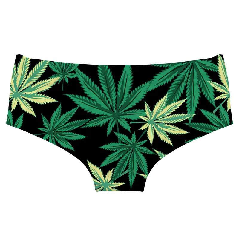 DeanFire Super Soft Novelty Women's Underwear Panties BLACK WEED Print Kawaii Push Up Briefs Lingerie Thong Gifts